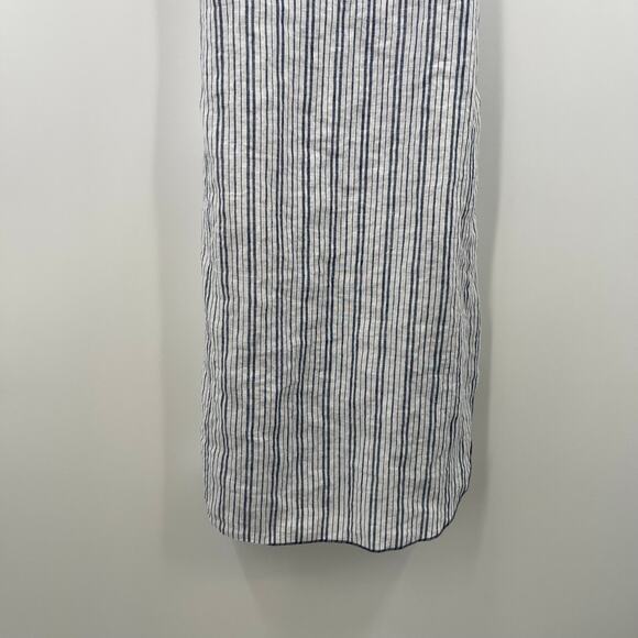 Three Dots Blue and White Striped Linen Dress Size Small - Picture 3 of 7